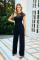 Seveyn Black Eyelash Lace Top Jumpsuit With Stretch Wide Leg Trousers