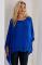 Royal Blue Silk Batwing Sleeve Top Blouse