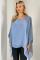 Denim Blue Silk Batwing Sleeve Top Blouse