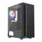 CIT Galaxy Black Mid-Tower PC Gaming Case with 1 x LED Strip 1 x 120mm Rainbow RGB Fan Included Tempered Glass Side Panel