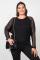 Women`s Plus Size Tulle Mesh Detail Black Blouse