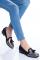 Women`s Platinum - Black Suede Flat Shoes