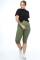 Women`s Plus Size Elastic Waist Khaki Slimming Capri Leggings