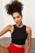 Women`s Tulle Detail Black Crop Blouse