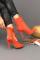 Women`s Orange Suede Heeled Booties