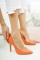 Women`s Orange Leather Heeled Shoes