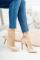 Women`s Beige Patent Leather Heeled Shoes