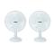 Two White 12" Oscillating Electric Table Fans