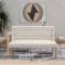 Tufted Beige Linen Upholstered Dining Bench