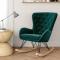 Green Velvet Upholstered Nursery Rocking Chair with Removable Cushion