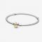 Pandora 599380C00-20 Domed Golden Heart Clasp Snake Chain Bracelet