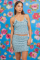 Daisy Street Bubble Floral Lace Mini Skirt Size: 12 Colour: Blue