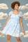 Unique Vintage Cloud Print Belle Babydoll Dress Size: S Colour: Blue