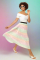 Unique Vintage Pastel Ombre Pleated Hilty Skirt Size: S Colour: Multi