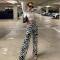 High Waisted Black And White 80`s Zebra Pants