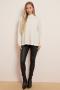 Beige High Neck Ribbed Jumper