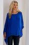 Royal Blue Silk Batwing Sleeve Top Blouse