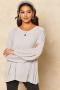 Silver Grey Long Sleeve Pleated Blouse
