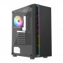 CIT Galaxy Black Mid-Tower PC Gaming Case with 1 x LED Strip 1 x 120mm Rainbow RGB Fan Included Tempered Glass Side Panel