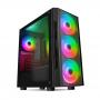 CiT Flash Micro Tower 1 x USB 3.0 / 2 x USB 2.0 Tempered Glass Side & Front Window Panels Black Case with RGB LED Fans