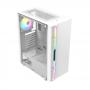 CIT Galaxy White Mid-Tower PC Gaming Case with 1 x LED Strip 1 x 120mm Rainbow RGB Fan Included Tempered Glass Side Panel