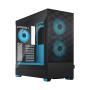 Fractal Design Pop Air RGB (Cyan Core TG) Gaming Case w/ Clear Glass Window, ATX, Hexagonal Mesh Front, Cyan Interior/Accents, 3 RGB Fans & ARGB Controller