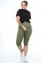 Women`s Plus Size Elastic Waist Khaki Slimming Capri Leggings