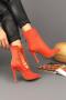 Women`s Orange Suede Heeled Booties