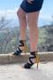 Women`s Snake Pattern Black - Yellow Heeled Shoes