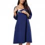 Maternity Nightwear, Pregnancy, Nursing and Maternity Lounge with Breastfeeding Cover - Extra Large, Blue
