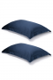 Pair of Navy Oxford Organic Cotton Sateen Weave Pillowcases