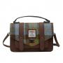 Chestnut & Blue Tartan Satchels with Harris® Tweed | Size: Large (28 cm x 19 cm)