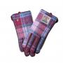 Pink & Blue Tartan Ladies Gloves with Harris Tweed® | Size: Large