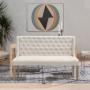 Tufted Beige Linen Upholstered Dining Bench