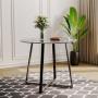 Round Tempered Glass Dining Table with Metal Legs