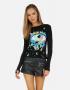 Lauren Moshi McKinley X Watercolor Eye Thermal Top Size: L Colour: Black