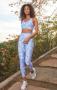 Spiritual Gangster Studio Eco Jersey Sports Bra in Jacaranda Print Size: S Colour: Blue