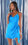 Show Me Your Mumu Eve Blue Satin Mini Dress Size: L Colour: Blue