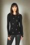 Lauren Moshi McKinely Mini Crystal Cross Bone Skulls Long Sleeved Top Size: XL Colour: Black
