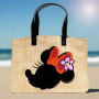 Buckle Down Minnie Mouse Raffia Straw Embroidered Tote Bag Colour: Red