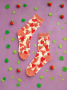 Sock Candy Strawberry Daisy Ruffle Sheer Crew Sock as seen on Chrissy Teigen Size: One Size Colour: Multi