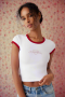 Frankies Bikinis Archie Cotton Tee as seen on Madelaine Petsch & Amelia Gray Size: S Colour: White
