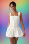 Frankies Bikinis Christa Eyelet Mini Dress as seen on Hailey Baldwin Size: M Colour: White