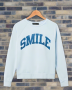 Junk Food Womens Smile Vintage Raglan Pullover Size: M Colour: Blue