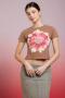 Daisy Street Flower Motif Baby Tee Colour: Brown Size: 12