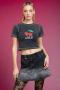 Daisy Street Hole Cherry Washed Baby Tee Colour: Black Size: 6