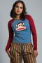 Paul Frank x Daisy Street Long Sleeved Raglan Top Colour: Blue Size: XS