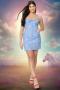 Unique Vintage Periwinkle Denim & Unicorn Fitted Pinafore Size: L Colour: Blue