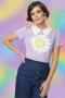 Unique Vintage x Smiley® Purple Flower Tee Top Colour: Purple Size: M