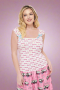 Barbie X Unique Vintage White & Pink Barbie Print Tank Top Colour: Pink Size: M